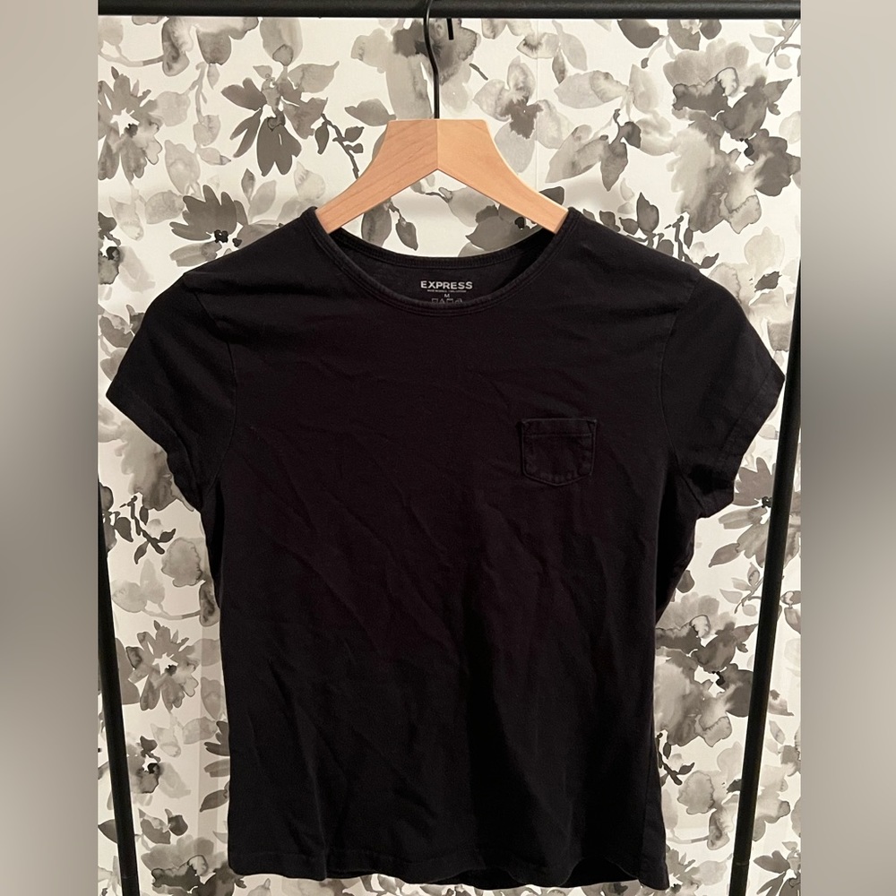 Vintage 90s Express Women’s Black Cotton Pocket Tee